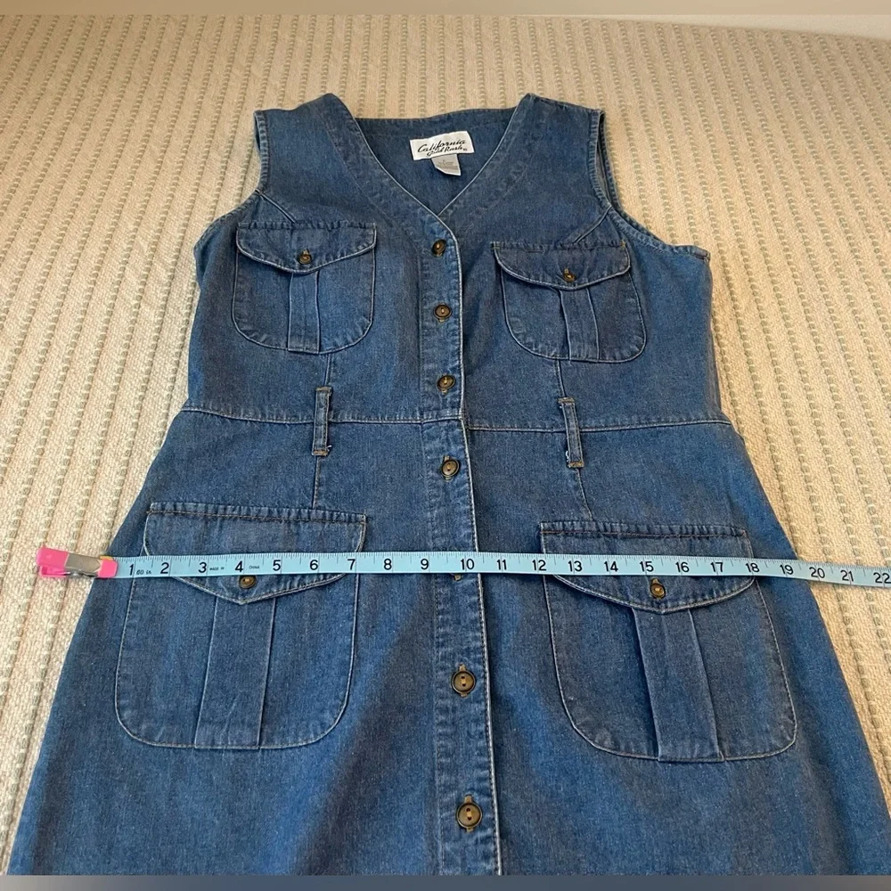 Denim Sleeveless Button Down Dress - 100% Cotton - Size: Large - Picture 8 of 9